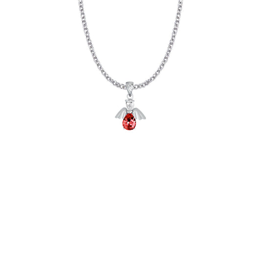 Sterling Silver and Glass Crystal July Birthstone Angel Necklace