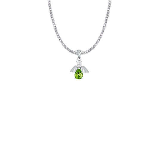 Sterling Silver and Glass Crystal August Birthstone Angel Necklace