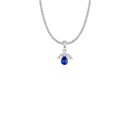 Sterling Silver and Glass Crystal September Birthstone Angel Necklace