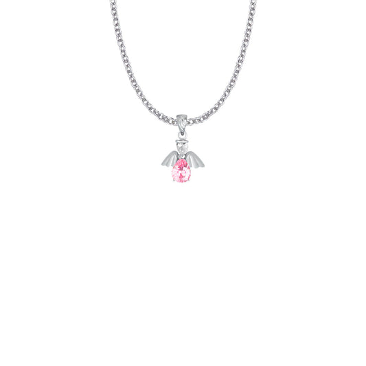 Sterling Silver and Glass Crystal October Birthstone Angel Necklace