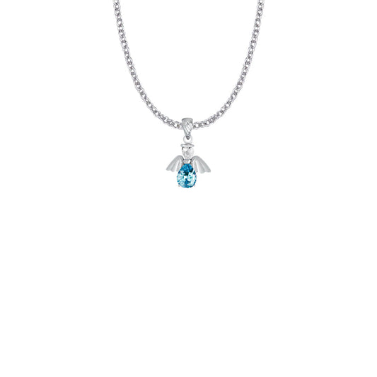 Sterling Silver and Glass Crystal December Birthstone Angel Necklace