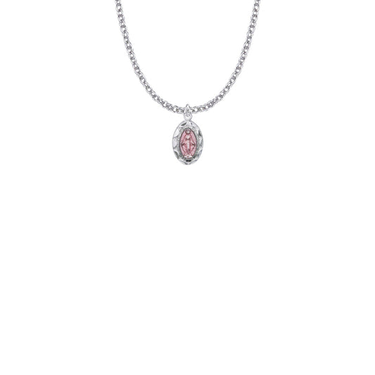 9/16 Inch Sterling Silver Oval Pink Enamel Miraculous Medal