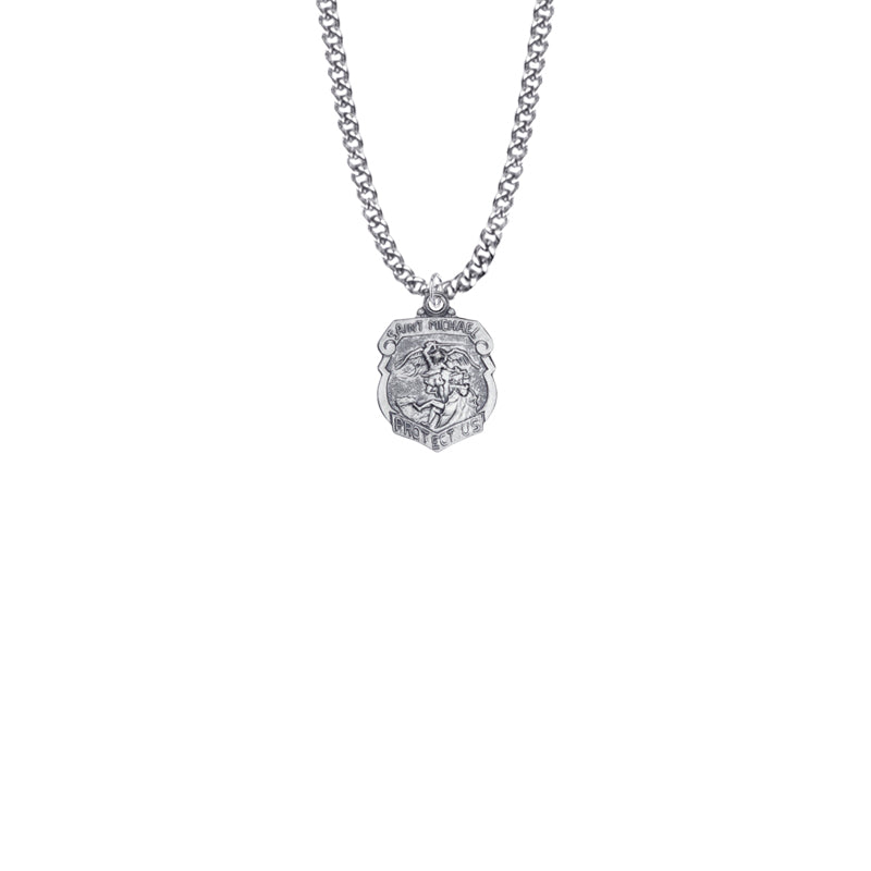 Sterling Silver St. Michael Shield Medal, Patron Saint of Police Officers