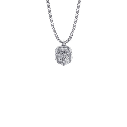 Sterling Silver St. Michael Shield Medal, Patron Saint of Police Officers