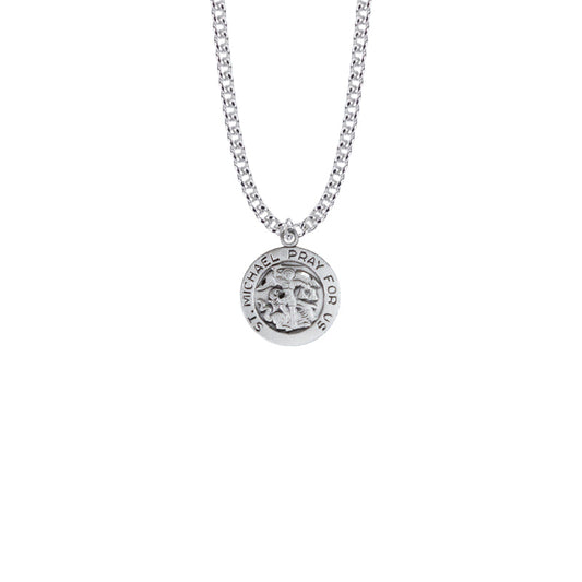 Sterling Silver Round St. Michael Medal, Patron Saint of Police
