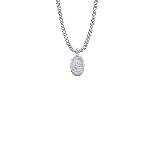 5/8 Inch Oval Sterling Silver Our Lady of Fatima Medal