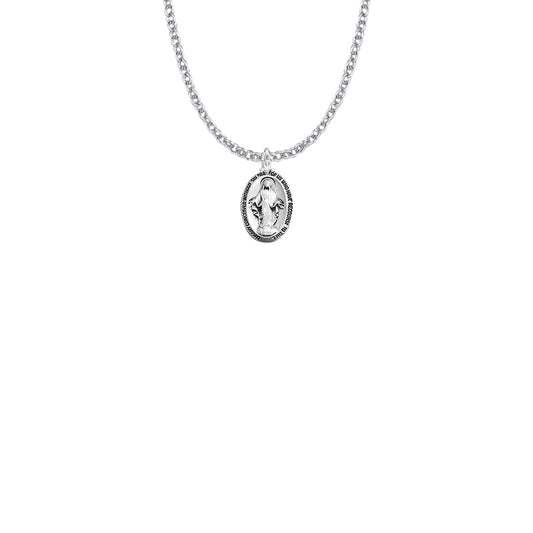 5/8 Inch Sterling Silver Antiqued Oval Miraculous Medal