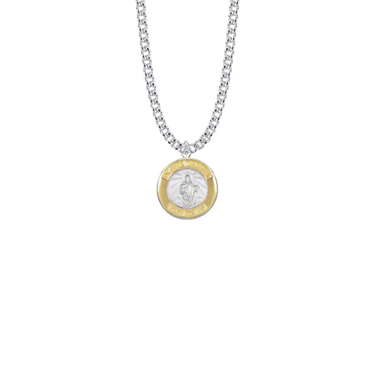 Two-Tone Sterling Silver St.Jude Medal, Patron Saint of Hopeless Causes and Desperation