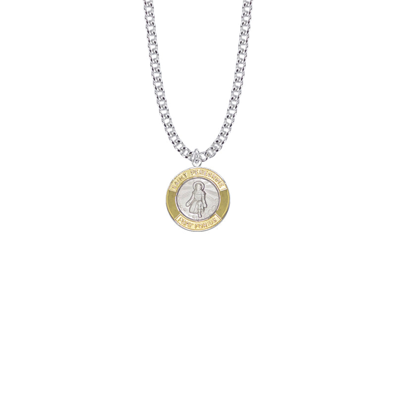 Two-Tone Sterling Silver St.Peregrine Medal, Patron Saint of Cancer
