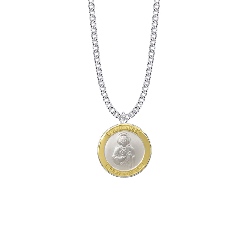 Two-Tone Sterling Silver St. Jude Medal, Patron Saint of Hopeless Causes and Desperation