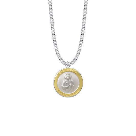 Two-Tone Sterling Silver St. Jude Medal, Patron Saint of Hopeless Causes and Desperation