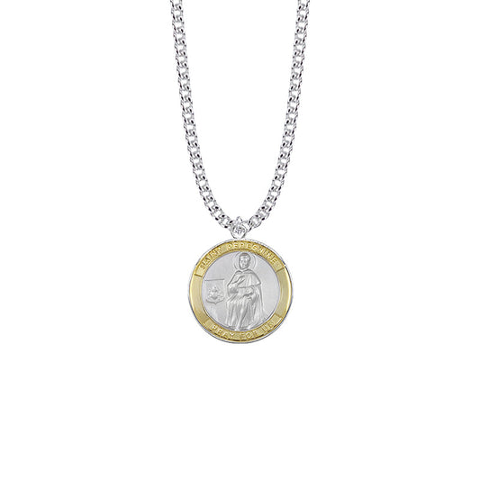 Two-Tone Sterling Silver St. Peregrine Medal, Patron Saint of Cancer