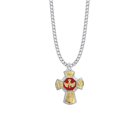 Sterling Silver Two-Tone Enameled Five Way Medal