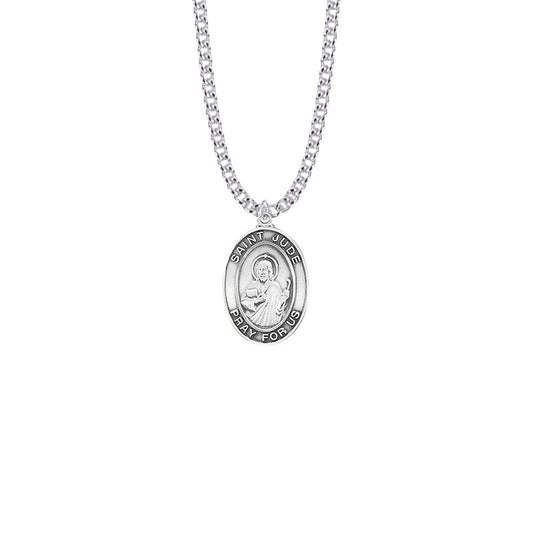Sterling Silver St. Jude Oval Medal, Patron Saint of Hopeless Causes