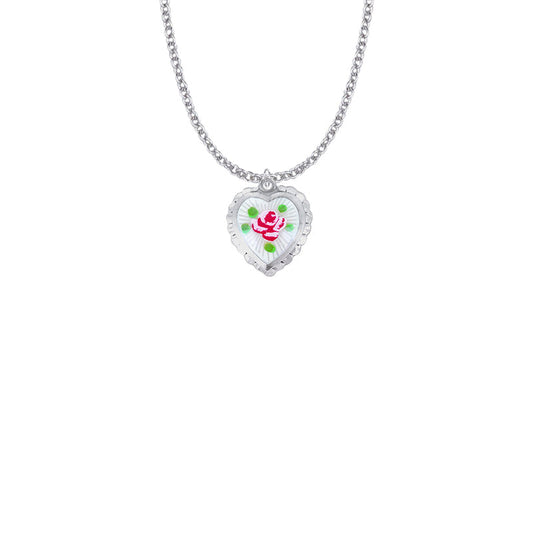 Sterling Silver Enameled Heart and Shadow Miraculous Medal