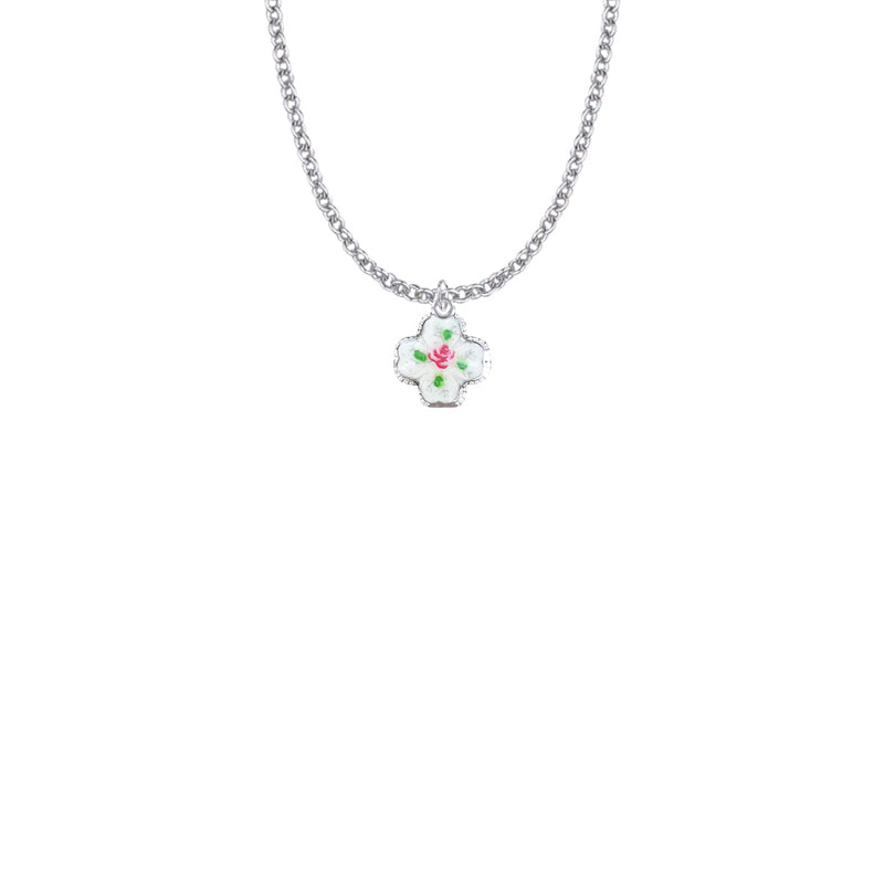 1/2 Inch Sterling Silver Enameled Flower and Five Way Shadow Medal