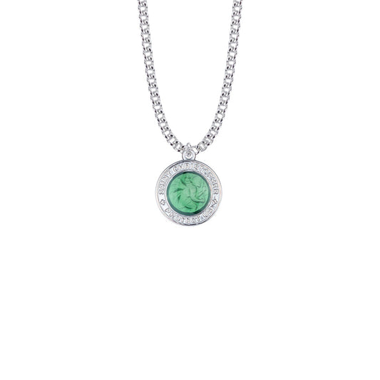 Sterling Silver Round Teal Green Enameled St. Christopher Medal, Patron Saint of Travelers