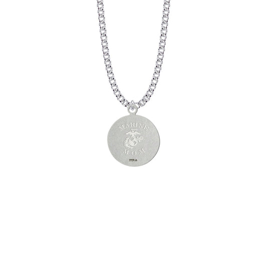 Round Sterling Silver U.S. Marine Corps Medal with Personalized &quot;Marine Mom&quot; Engraving on Back