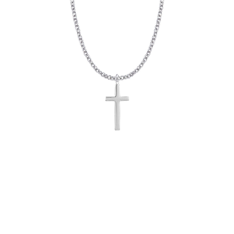 7/8 Sterling Silver Plain Cross Necklace