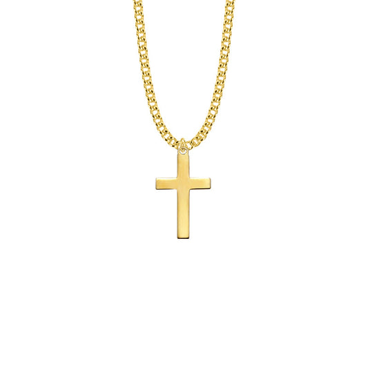 Gold Plated Over Sterling Silver Plain Cross Necklace
