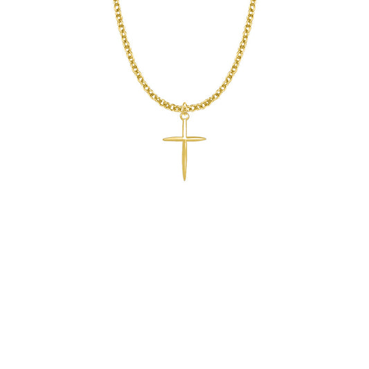 10KT Gold Filled Tapered and Pointed Ends Cross Necklace