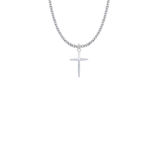Sterling Silver Tapered and Pointed Ends Cross Necklace