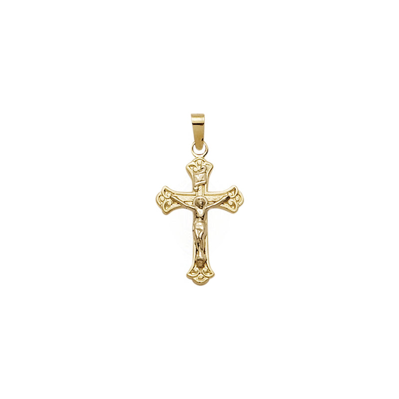 Gold Budded Ends with Swirl Detailing Crucifix Pendant