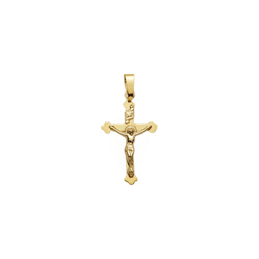 Gold Plain Budded Ends Crucifix Pendant