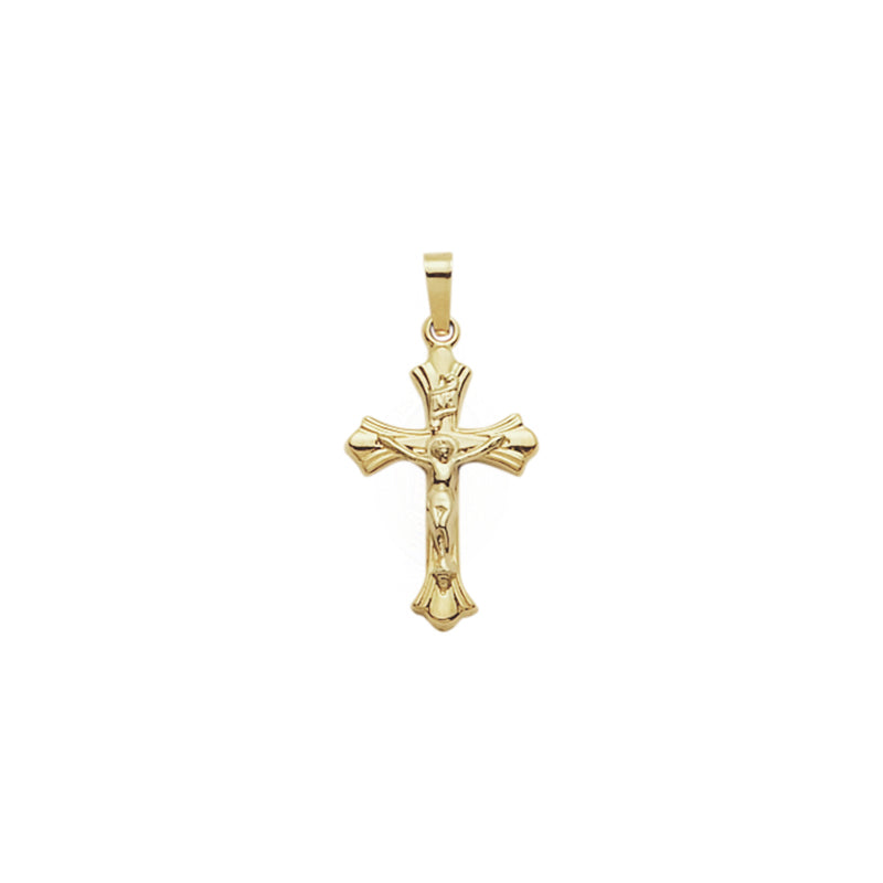 Gold Budded Ends with Lined Detailing Crucifix Pendant