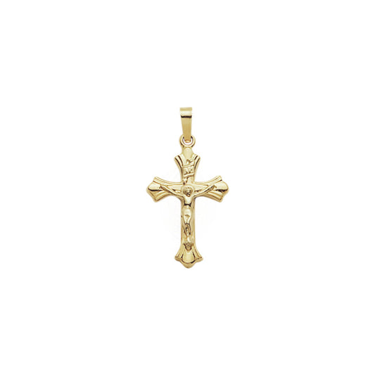 Gold Budded Ends with Lined Detailing Crucifix Pendant