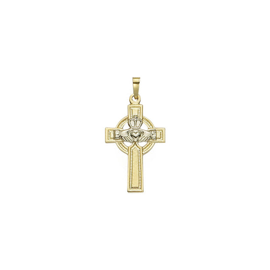 Gold Celtic Claddagh Cross Pendant