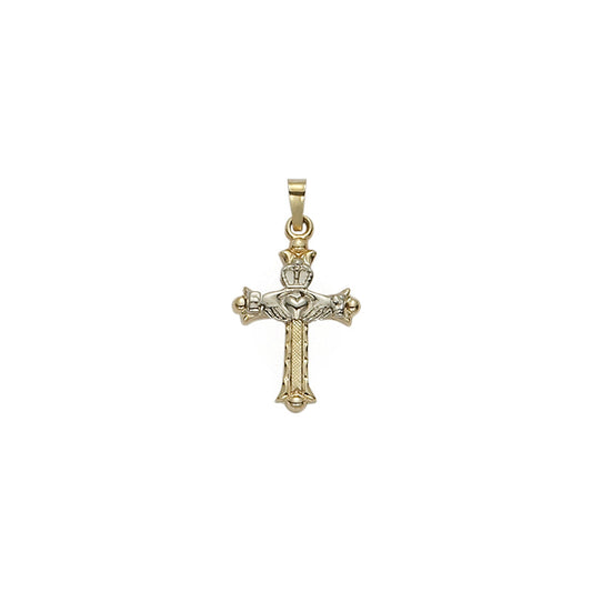 Gold Celtic Claddagh Cross Pendant