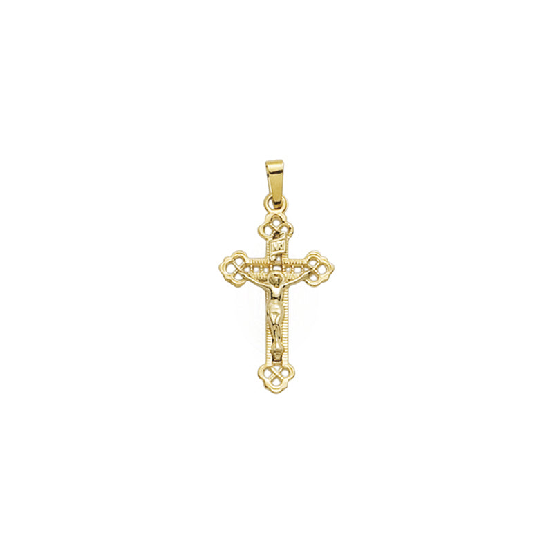 Gold Budded Ends with Cut-Out Detailing Crucifix Pendant