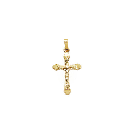 Gold Beveled Ends Crucifix Pendant