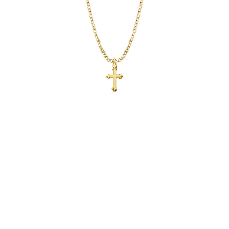 1/2 Inch Gold Filled Budded Cross Baby Necklace