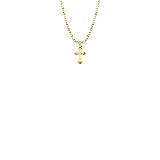 1/2 Inch Gold Filled Budded Cross Baby Necklace