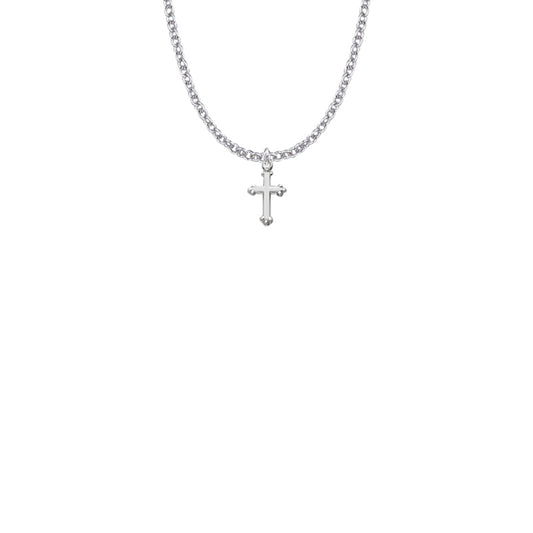 1/2 Inch Sterling Silver Budded Cross Necklace