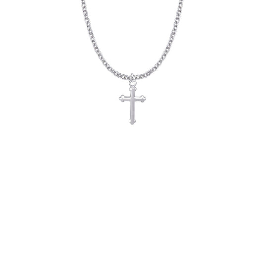 11/16 Inch Sterling Silver Budded Ends Cross Necklace