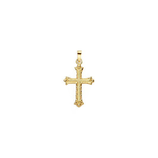 5/6 Inch Gold Etched Florentine Budded Ends Cross Pendant