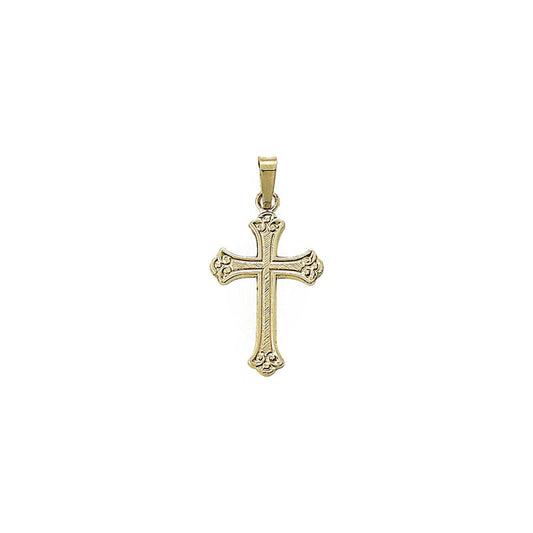 Gold Scrolled Ends Budded Cross Pendant