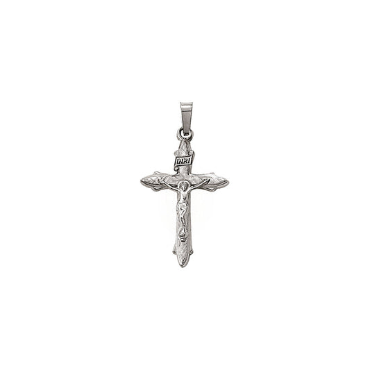 White Gold Pointed Ends Crucifix Pendant