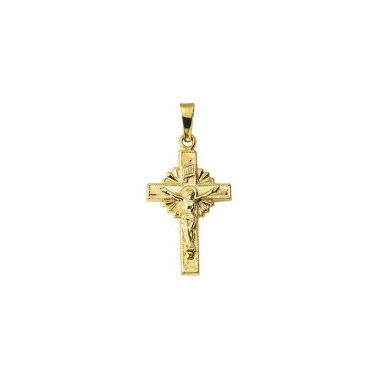 Gold Sunburst Crucifix Pendant
