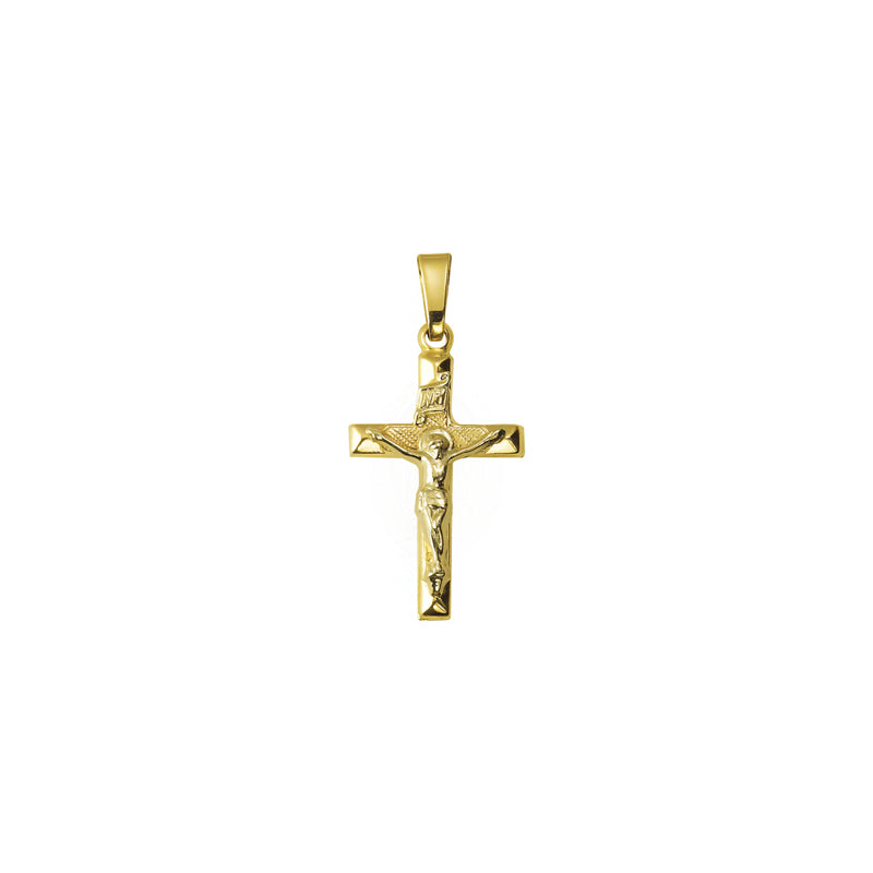 Gold Brushed Detailing Crucifix Pendant