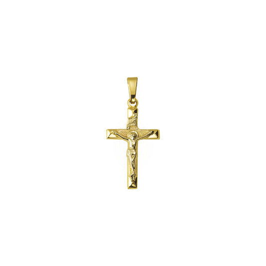 Gold Brushed Detailing Crucifix Pendant