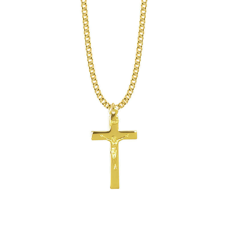 1-7/16 Inch 12KT Gold Filled Engraved Crucifix Necklace