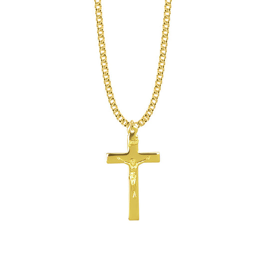 1-7/16 Inch 12KT Gold Filled Engraved Crucifix Necklace