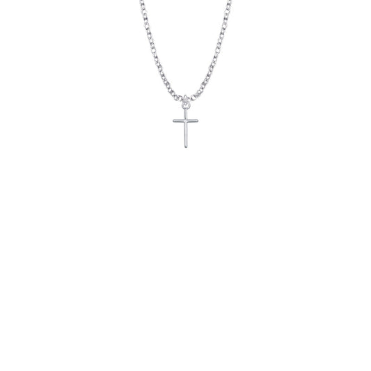 1/2 Inch Sterling Silver Baby Stick Cross Necklace