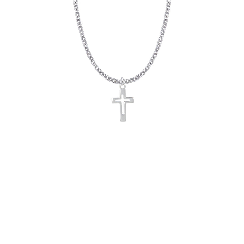 5/8 Inch Sterling Silver Pierced Cross Necklace