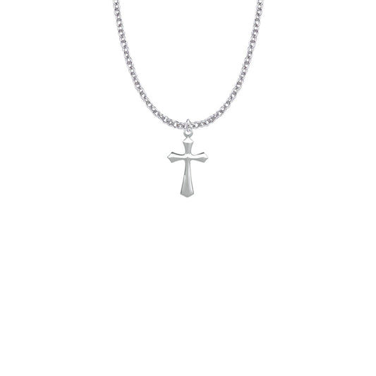 Sterling Silver Beveled Cross Necklace