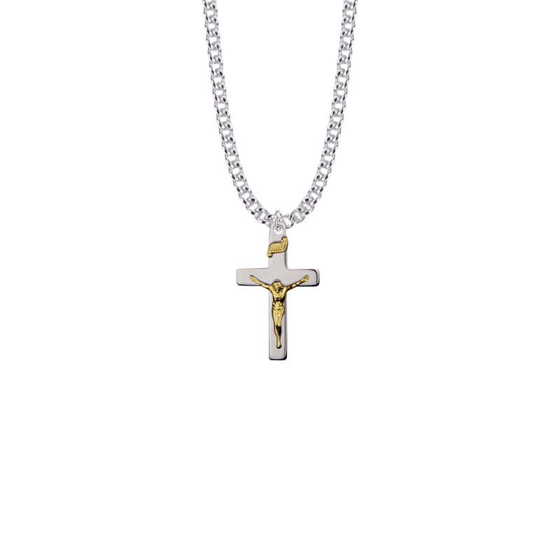 Two-Tone Sterling Silver Crucifix Necklace